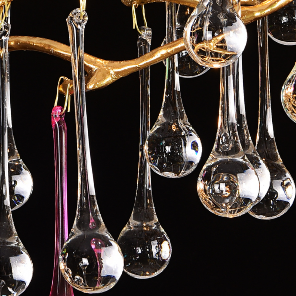 Louise Colorful Crystal Raindrop Aluminum Branch Chandelier — Pamlamp