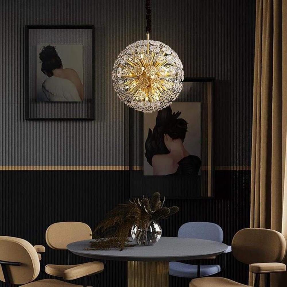 Dandelion Flowers Modern Crystal Spherical Chandelier Light — Pamlamp