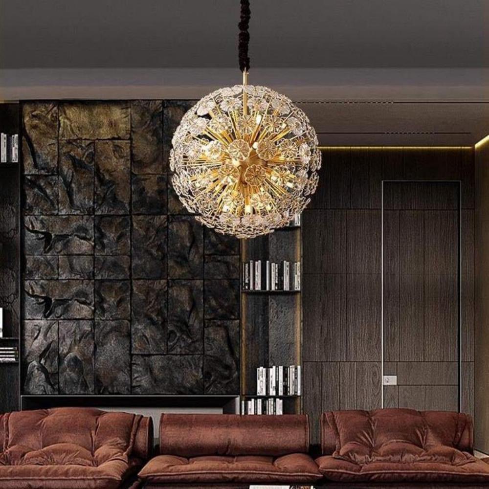 Dandelion Flowers Modern Crystal Spherical Chandelier Light — Pamlamp