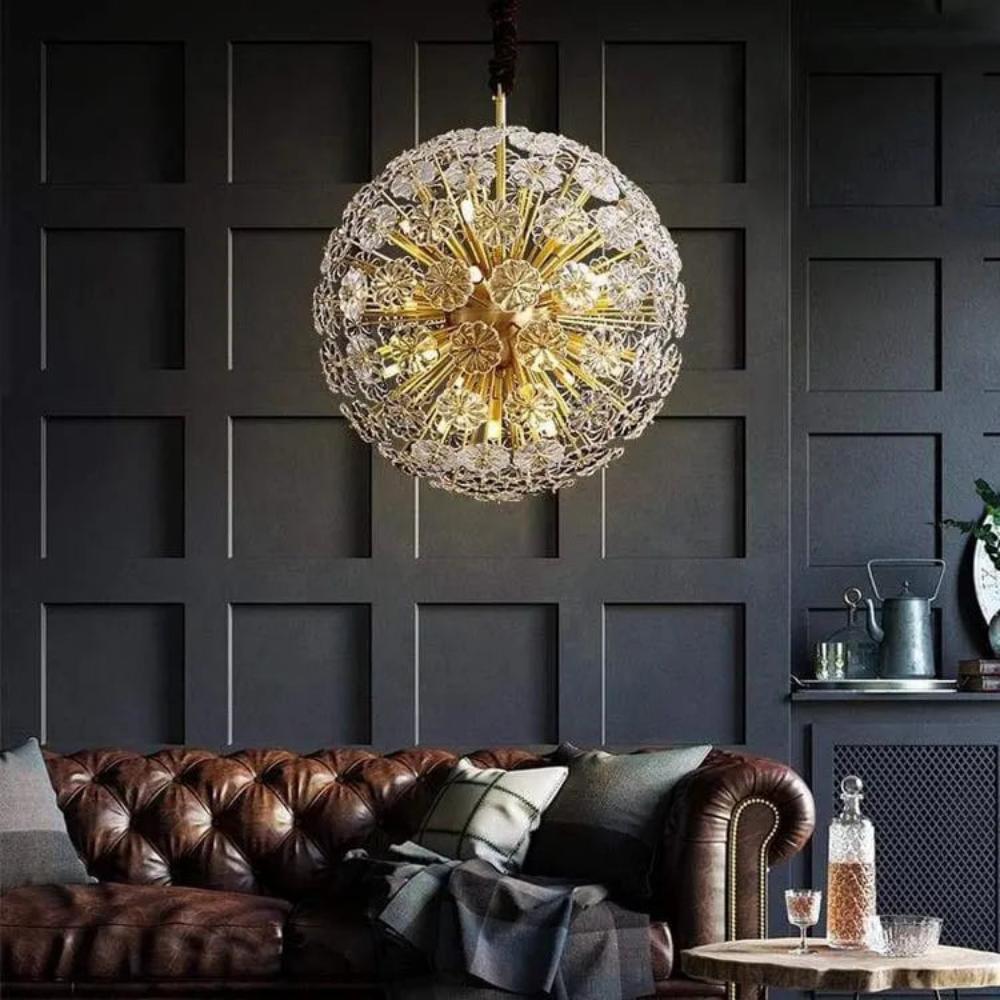 Dandelion Flowers Modern Crystal Spherical Chandelier Light — Pamlamp