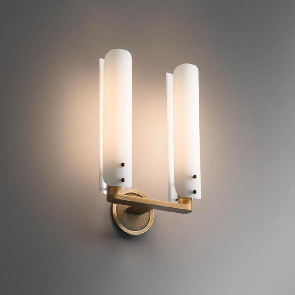 Alan Glass Double Sconce for Living Room — Pamlamp