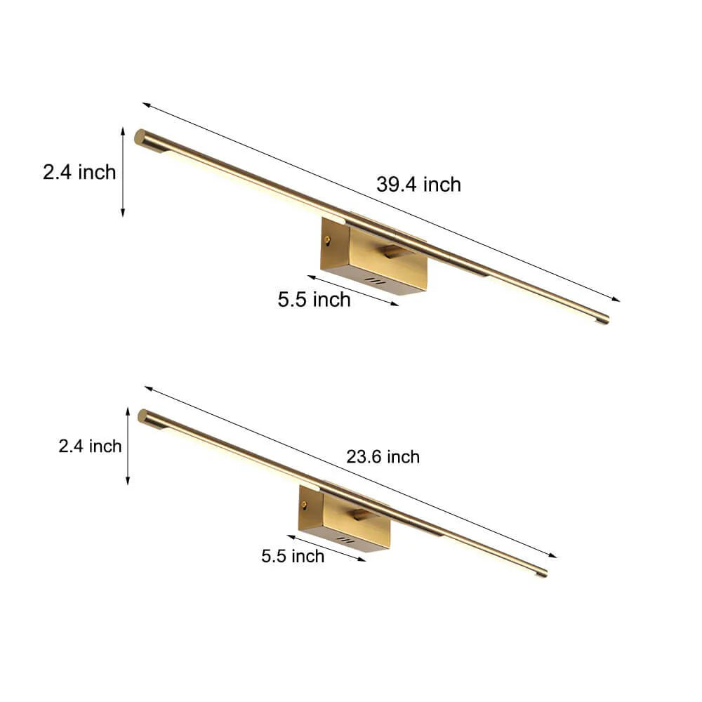 Modern Brass Gold LED Bathroom Vanity Light — Pamlamp