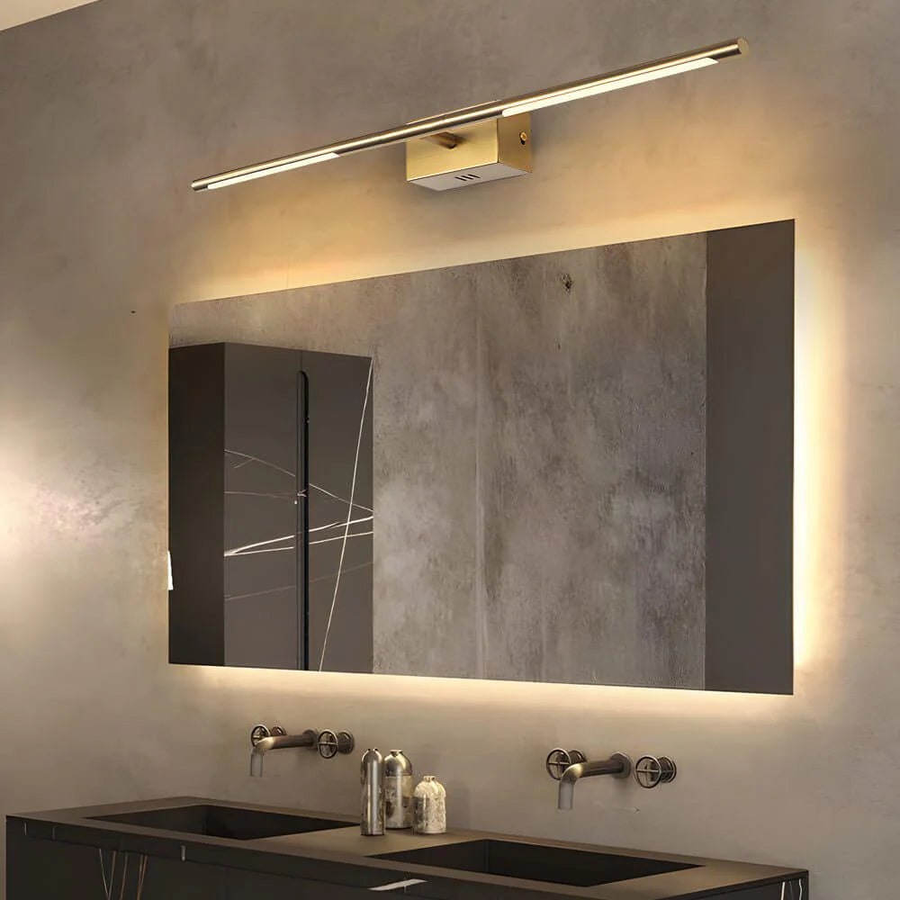 Modern Brass Gold LED Bathroom Vanity Light — Pamlamp