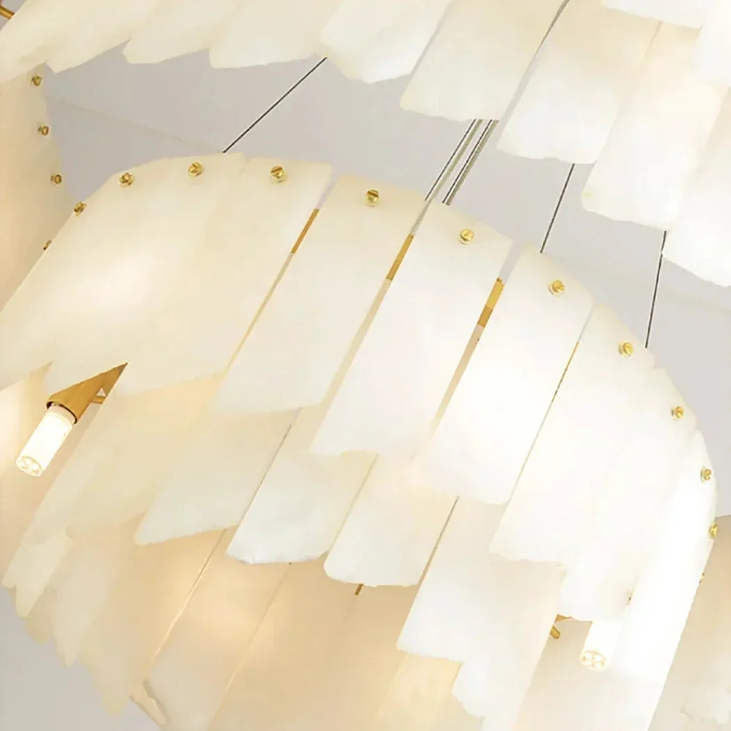 Snowflake Gypsum Waterfall-Style Double-Tier Chandelier — Pamlamp