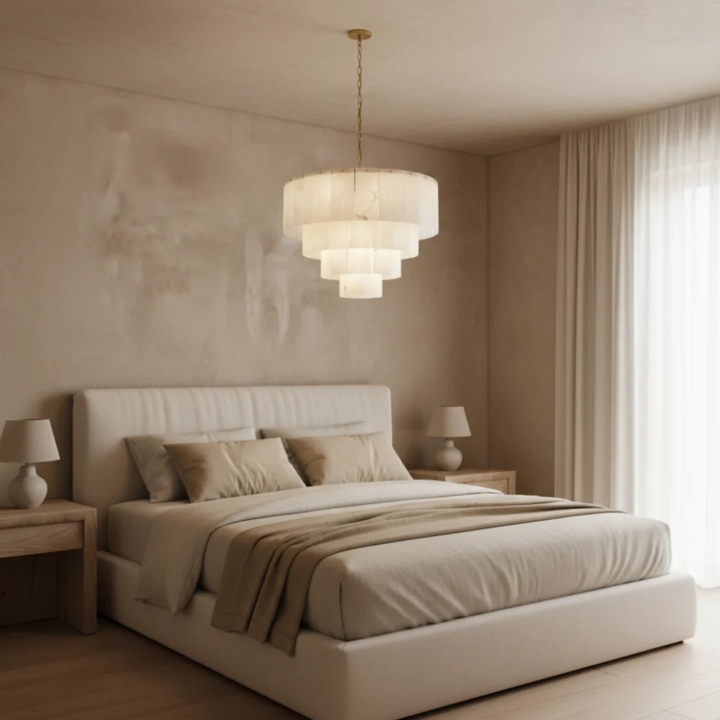 Alaric Alabaster Multi-Layer Round Chandelier — Pamlamp