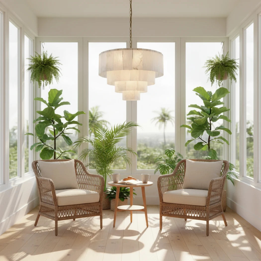 Alaric Alabaster Multi-Layer Round Chandelier — Pamlamp
