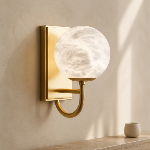 Alabaster Wall Lights For Bedroom in a warm neutral Pamlamp interior