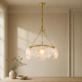 Calamete Alabaster Chandelier in a warm neutral Pamlamp interior