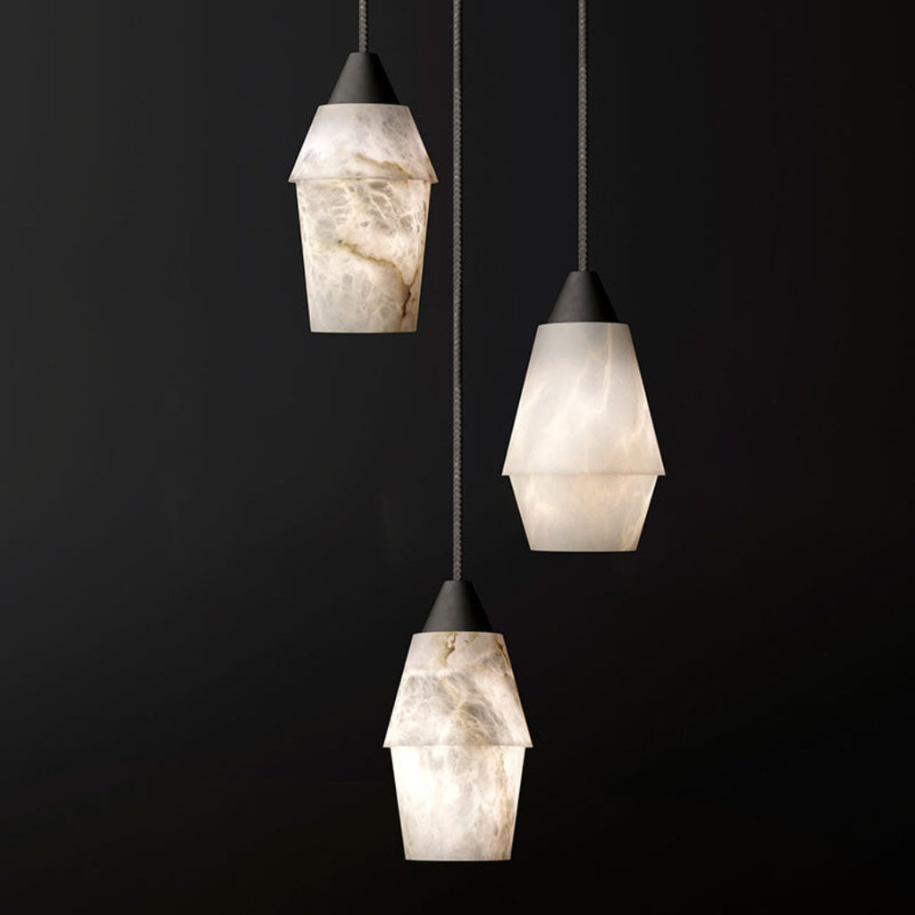 Emilia Alabaster Pendant Lighting Over Dining Table — Pamlamp