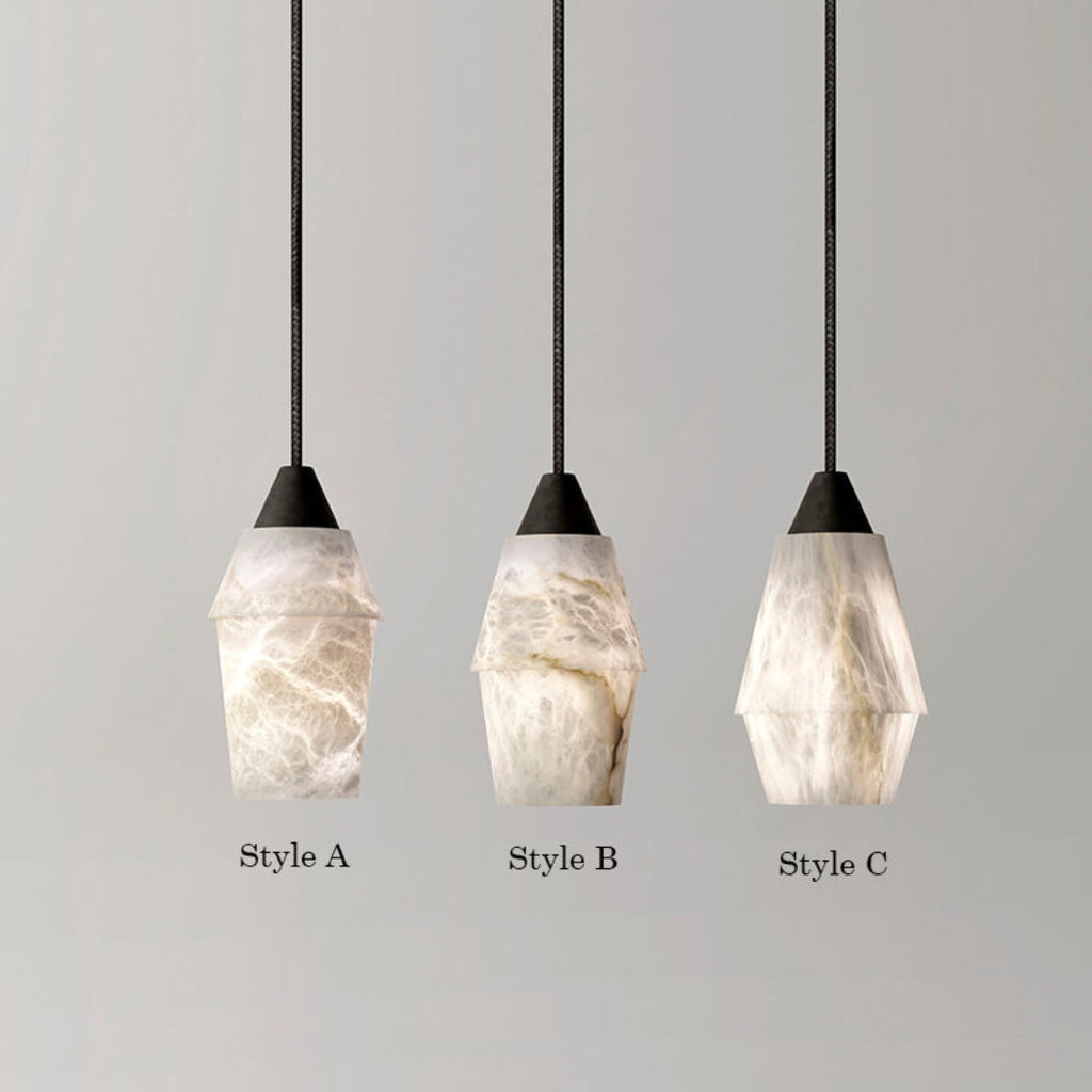 Emilia Alabaster Pendant Lighting Over Dining Table — Pamlamp
