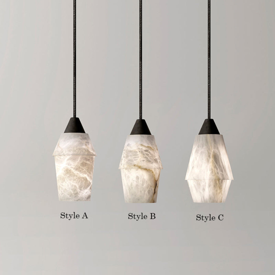 Emilia Alabaster Pendant Lighting Over Dining Table — Pamlamp