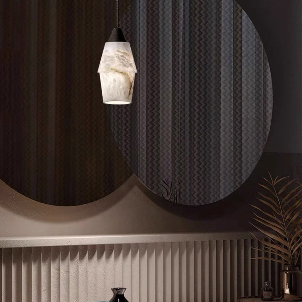 Emilia Alabaster Pendant Lighting Over Dining Table — Pamlamp