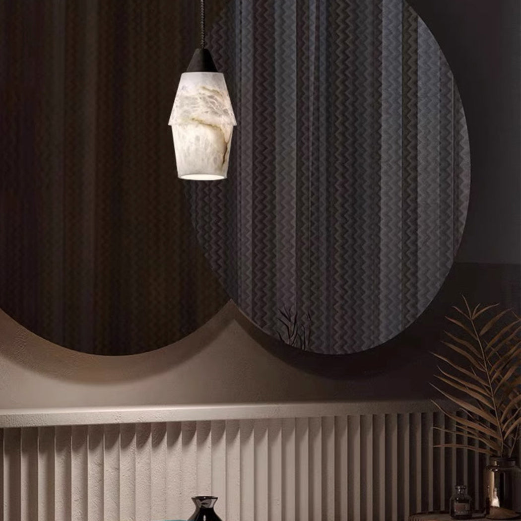 Emilia Alabaster Pendant Lighting Over Dining Table — Pamlamp