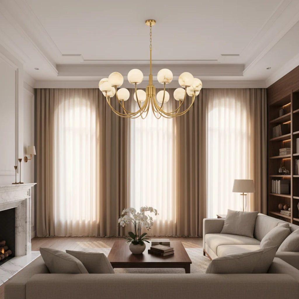 Bosso Alabaster Ball Round Branch Chandelier — Pamlamp