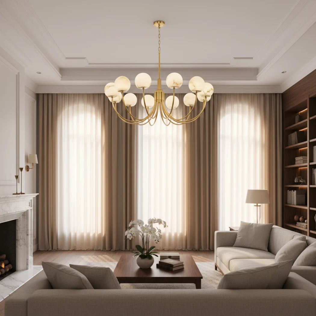 Bosso Alabaster Ball Round Branch Chandelier — Pamlamp
