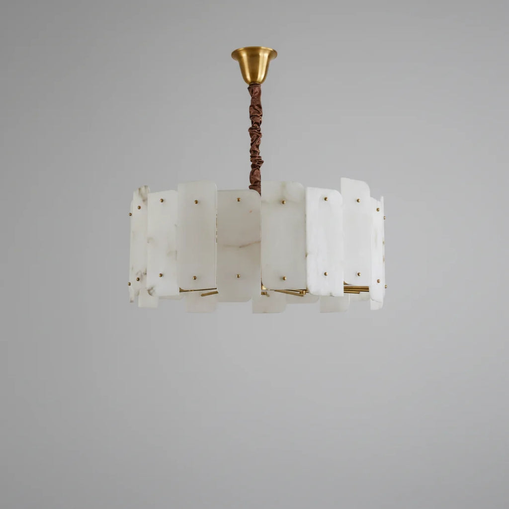 Alabaster Lorry Round Copper Chandelier — Pamlamp