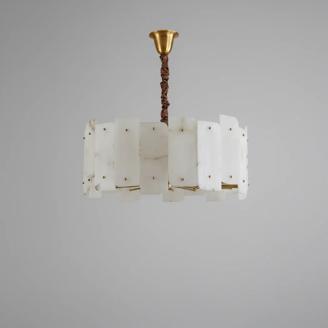 Alabaster Lorry Round Copper Chandelier — Pamlamp