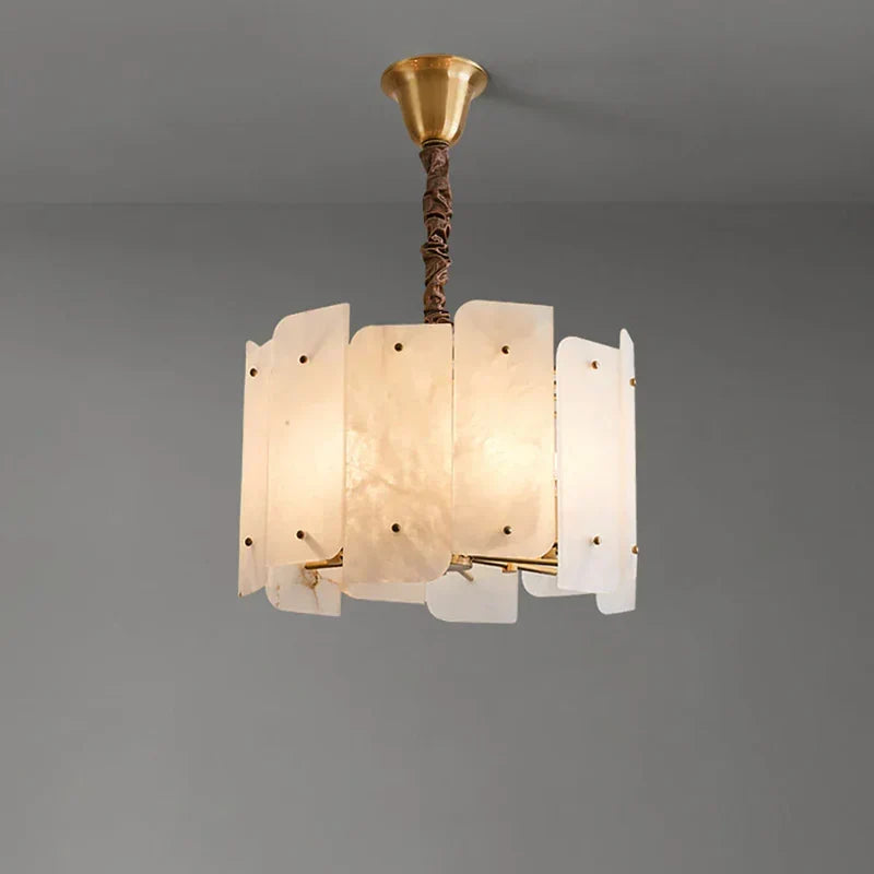 Alabaster Lorry Round Copper Chandelier — Pamlamp