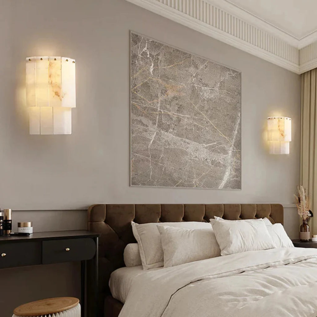 Elegant Layered Alabaster Wall Sconce — Pamlamp
