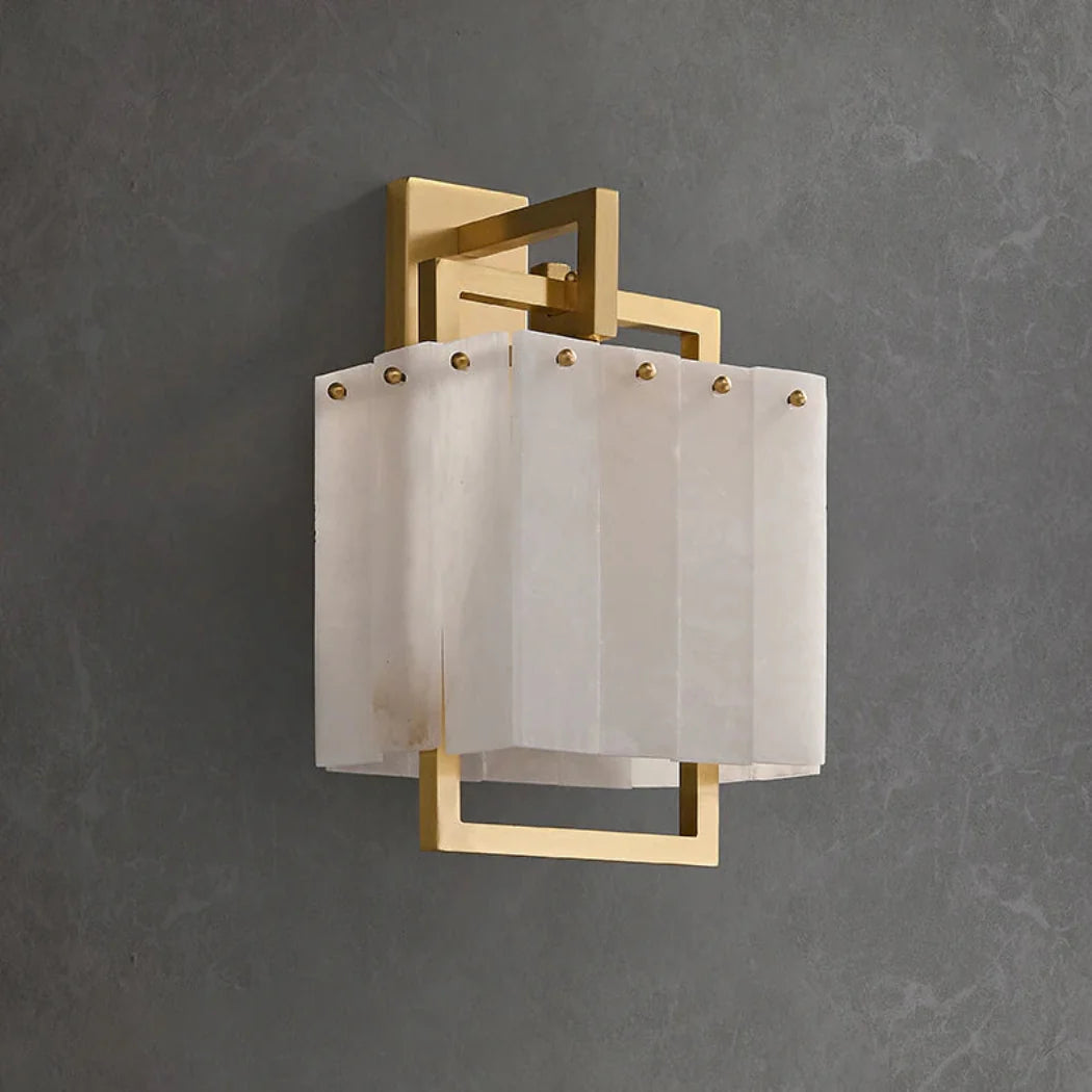 Modern Mid-Century Cube Copper Marble 1-Light Wall Sconce Lamp — Pamlamp