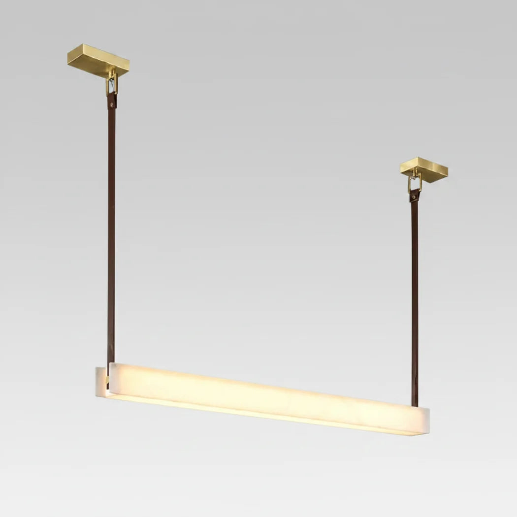 TERRA Linear Alabaster Pendant with Leather — Pamlamp