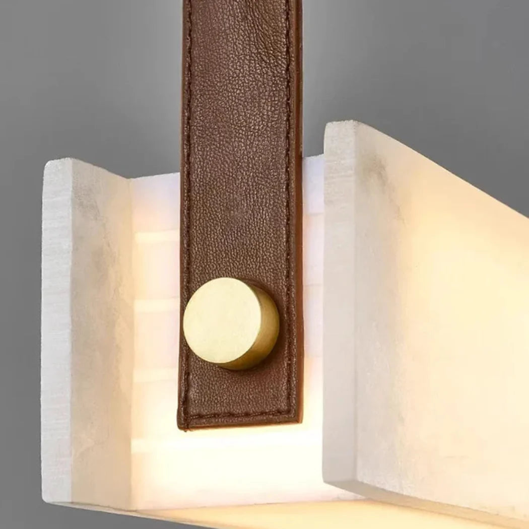 TERRA Linear Alabaster Pendant with Leather — Pamlamp