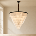 Luxurious Tiered Alabaster Chandelier in a warm neutral Pamlamp interior