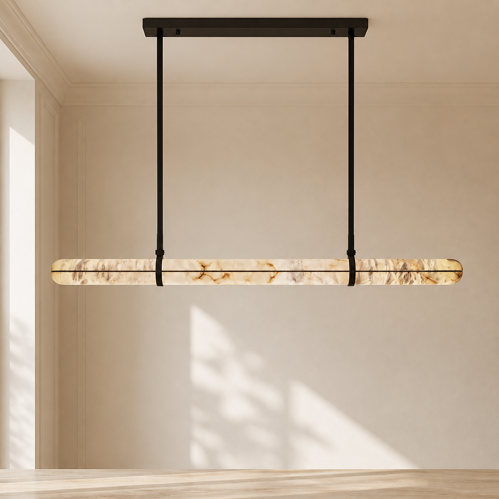 MARIO Snowflake Gypsum Chandelier in a warm neutral Pamlamp interior