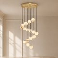 Small Alabaster Cluster Globes Ceiling Pendant Light For High Ceiling in a warm neutral Pamlamp interior