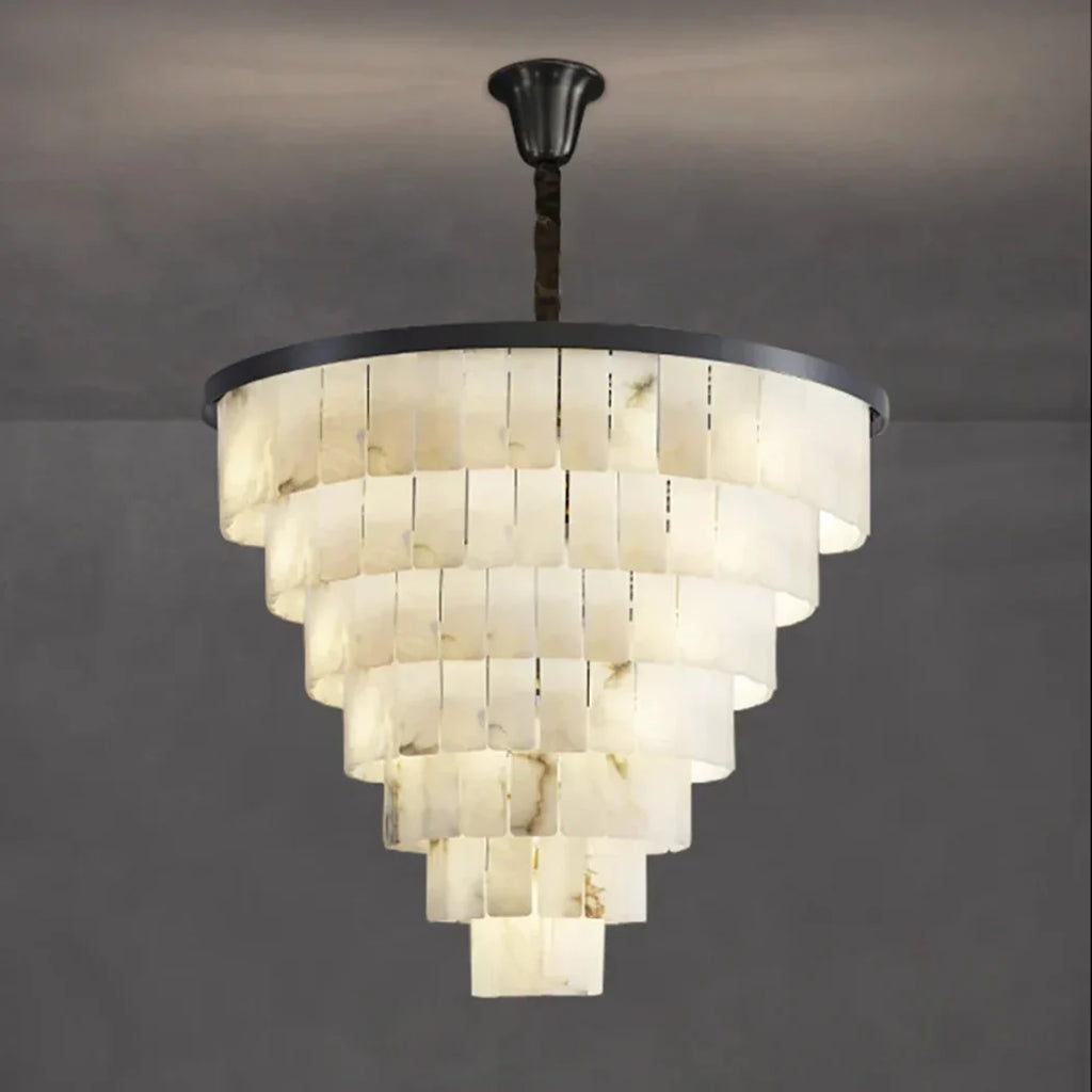 Luxurious Tiered Alabaster Chandelier — Pamlamp