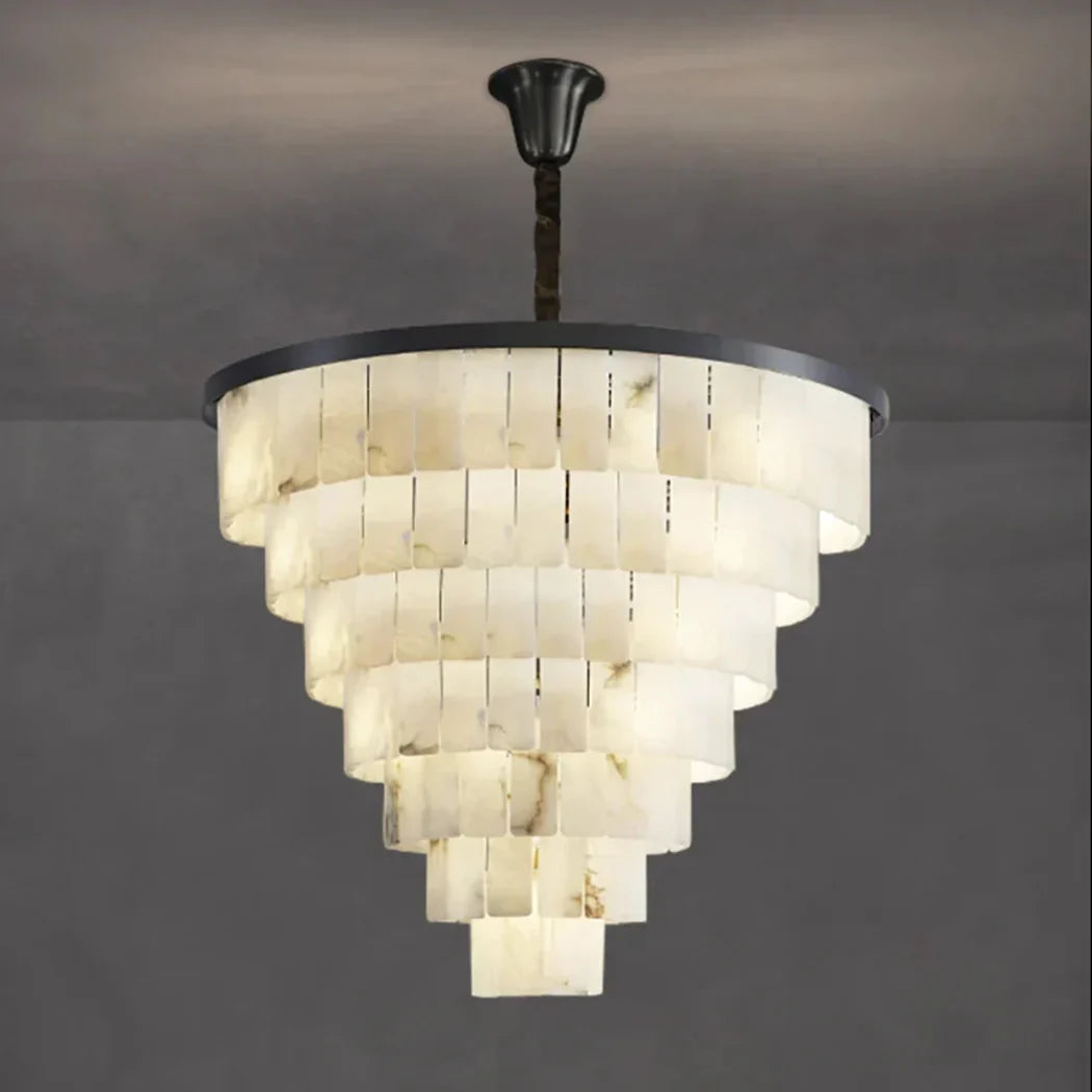 Luxurious Tiered Alabaster Chandelier — Pamlamp