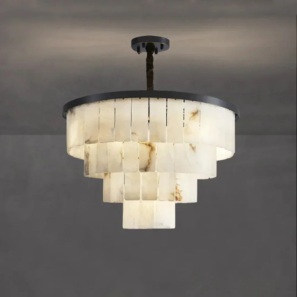Luxurious Tiered Alabaster Chandelier — Pamlamp