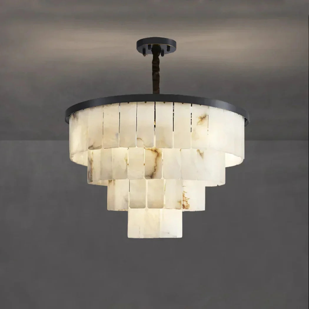 Luxurious Tiered Alabaster Chandelier — Pamlamp