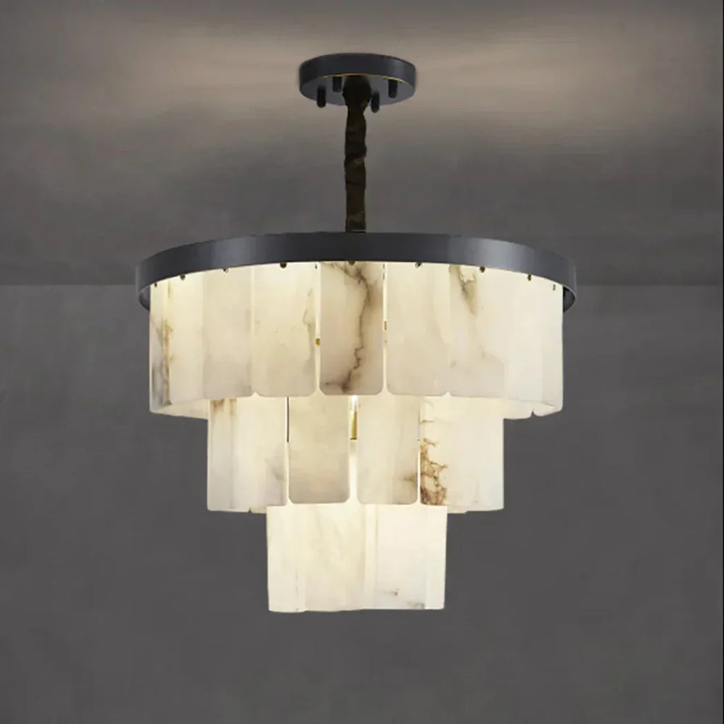 Luxurious Tiered Alabaster Chandelier — Pamlamp