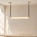 TERRA Linear Alabaster Pendant with Leather in a warm neutral Pamlamp interior