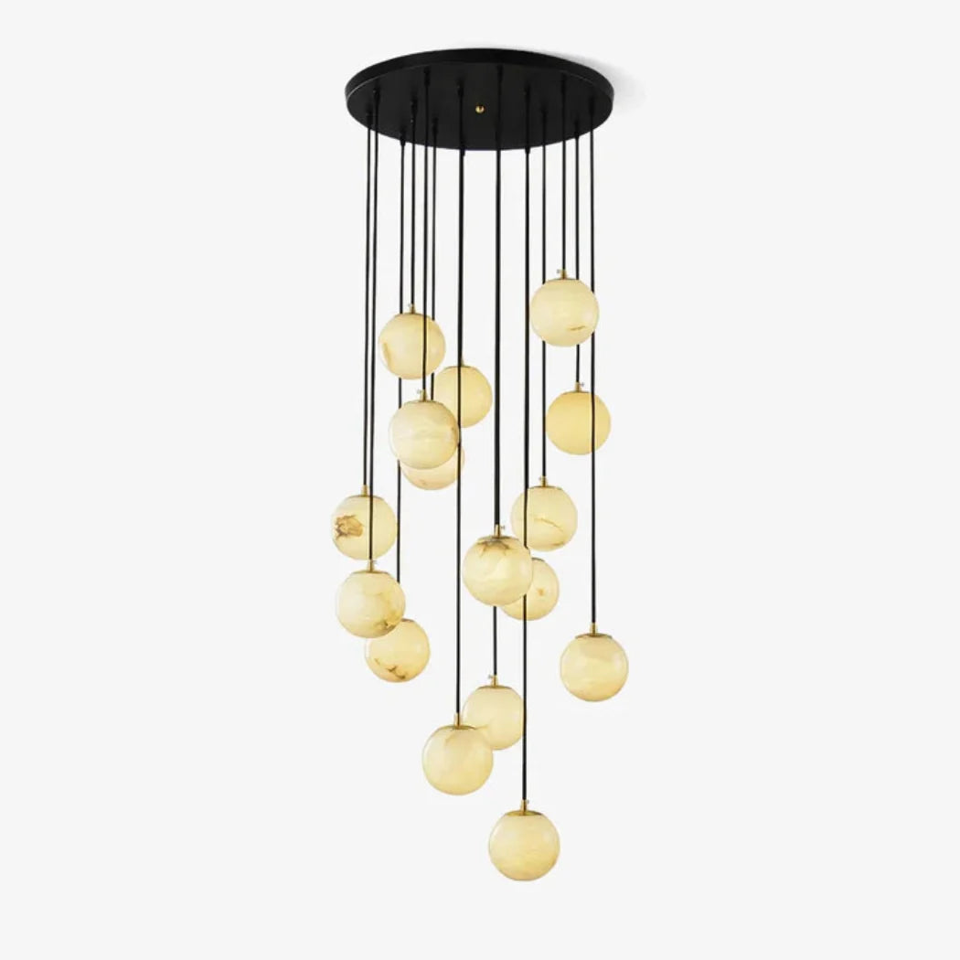 Small Alabaster Cluster Globes Ceiling Pendant Light For High Ceiling — Pamlamp