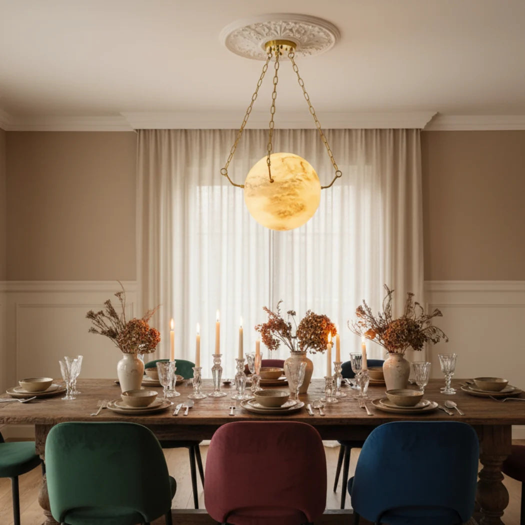 Sphere Atlas Alabaster Pendant Lamp — Pamlamp